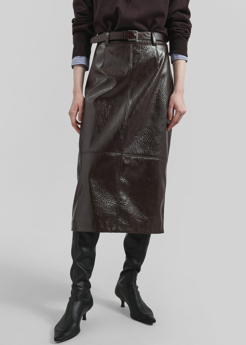 Taney Crackled Pencil Skirt - Brown 5