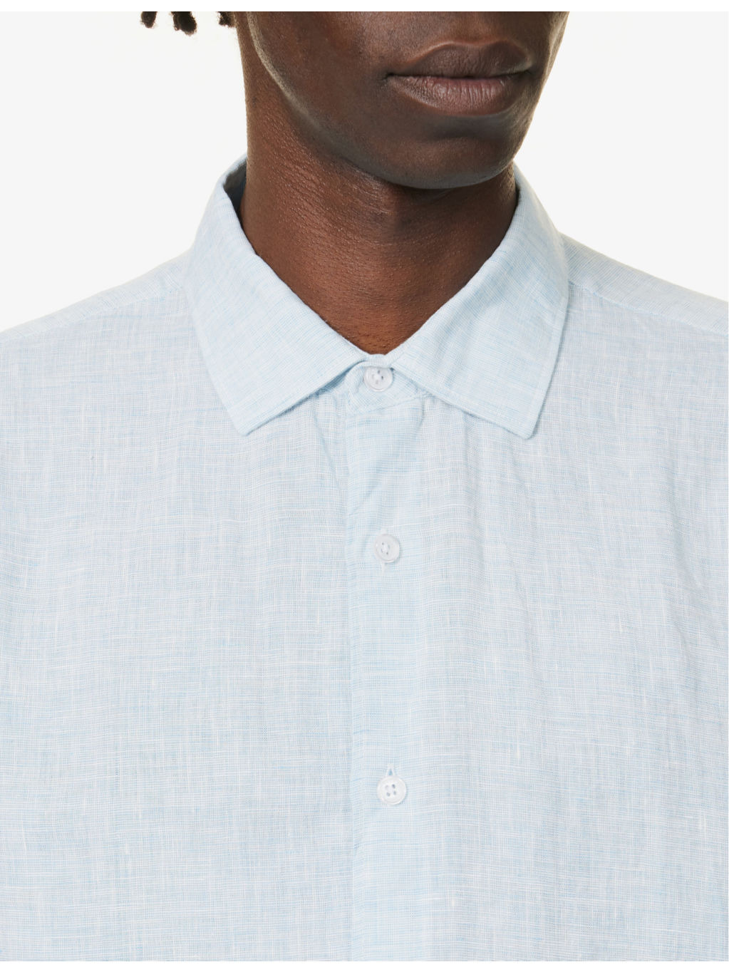Giles long-sleeve regular-fit linen shirt - 5