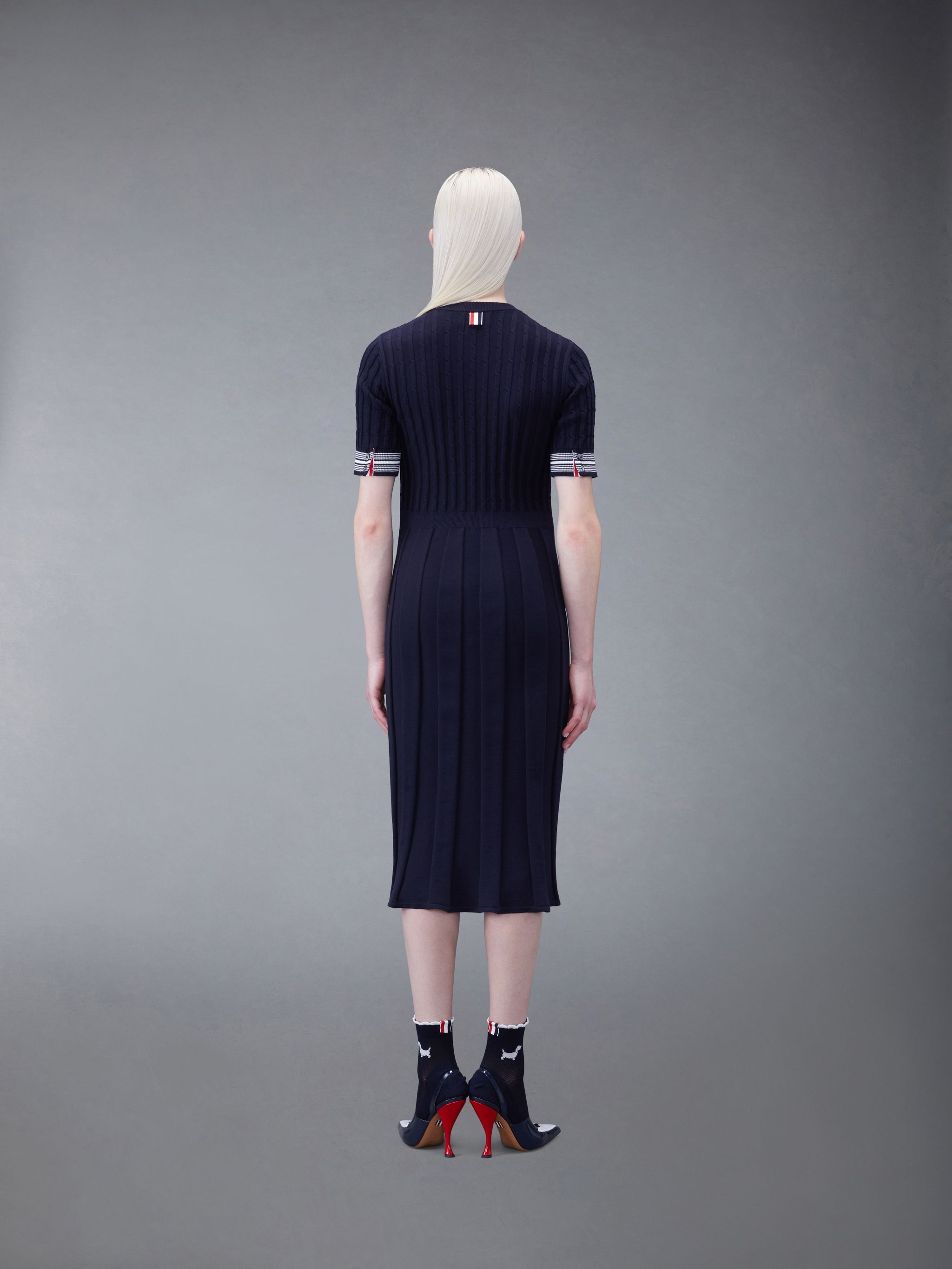 cable-knit cotton midi dress - 3