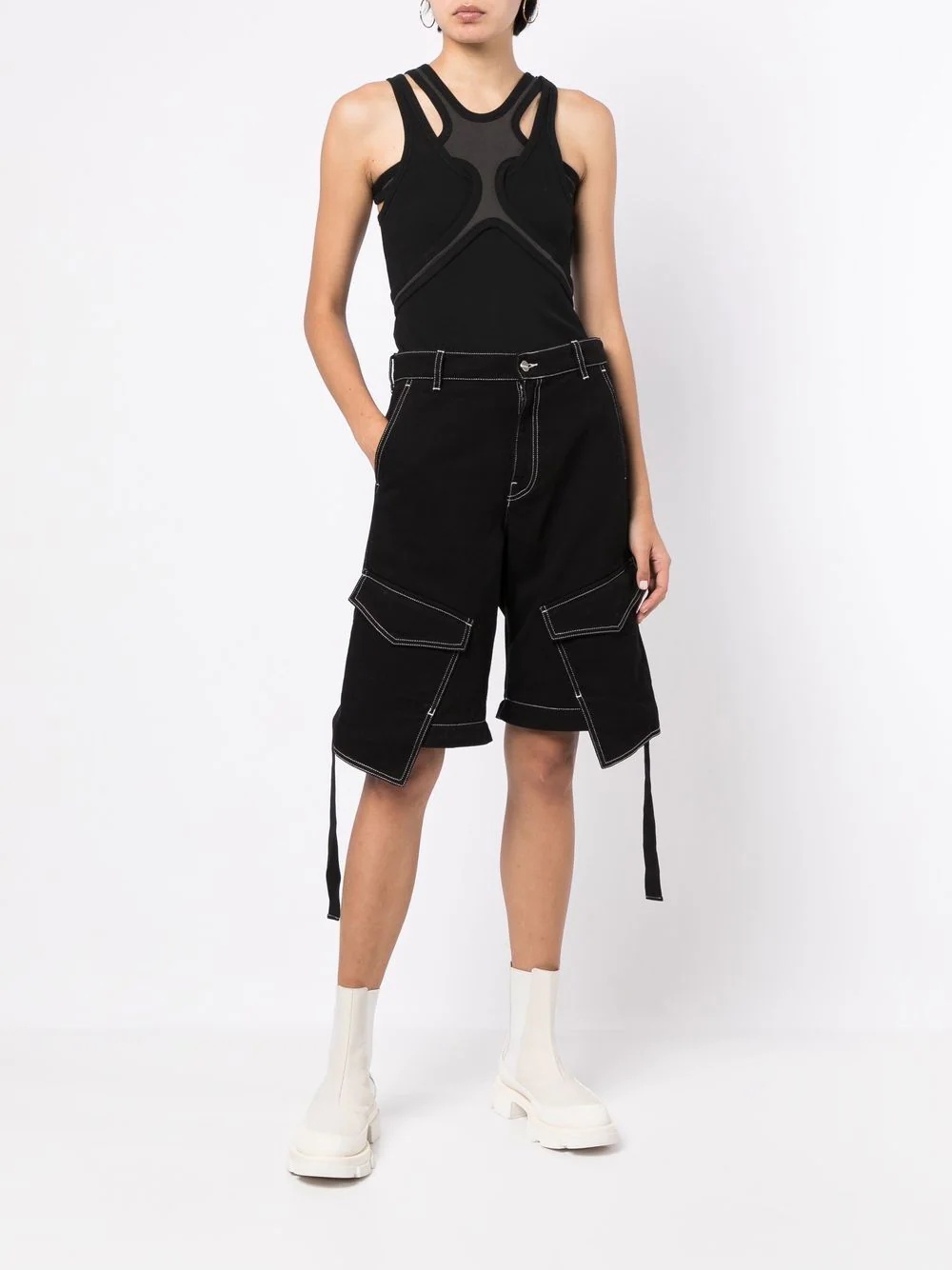 logo-patch detachable-leg jeans - 8