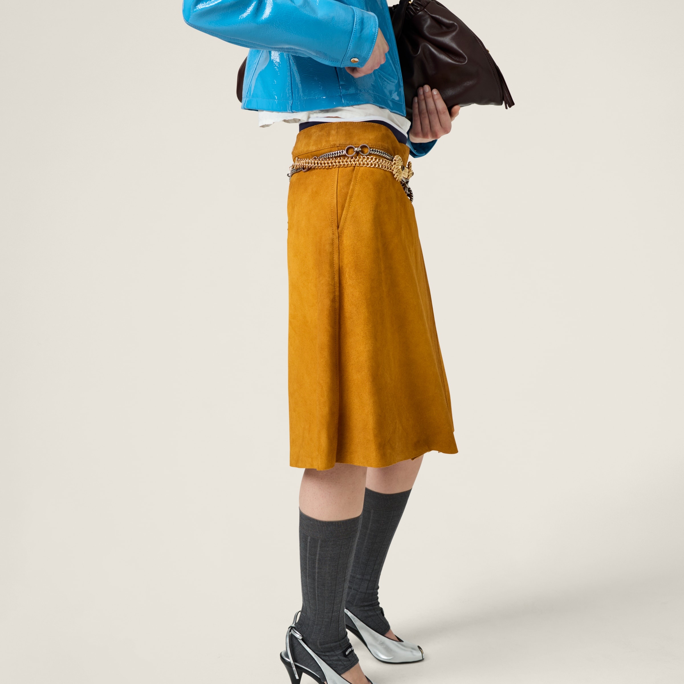 Suede wraparound skirt - 5