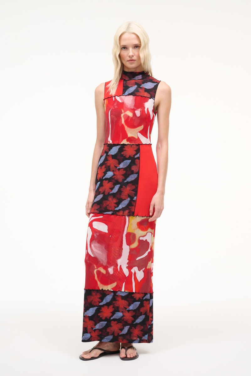 STAUD RUBY DRESS RED ZONE MULTI 1