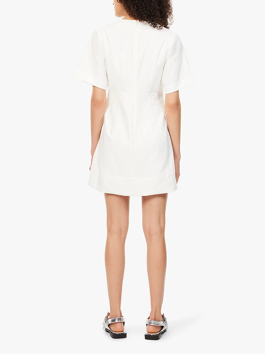 Cadi V-neck woven mini dress - 4