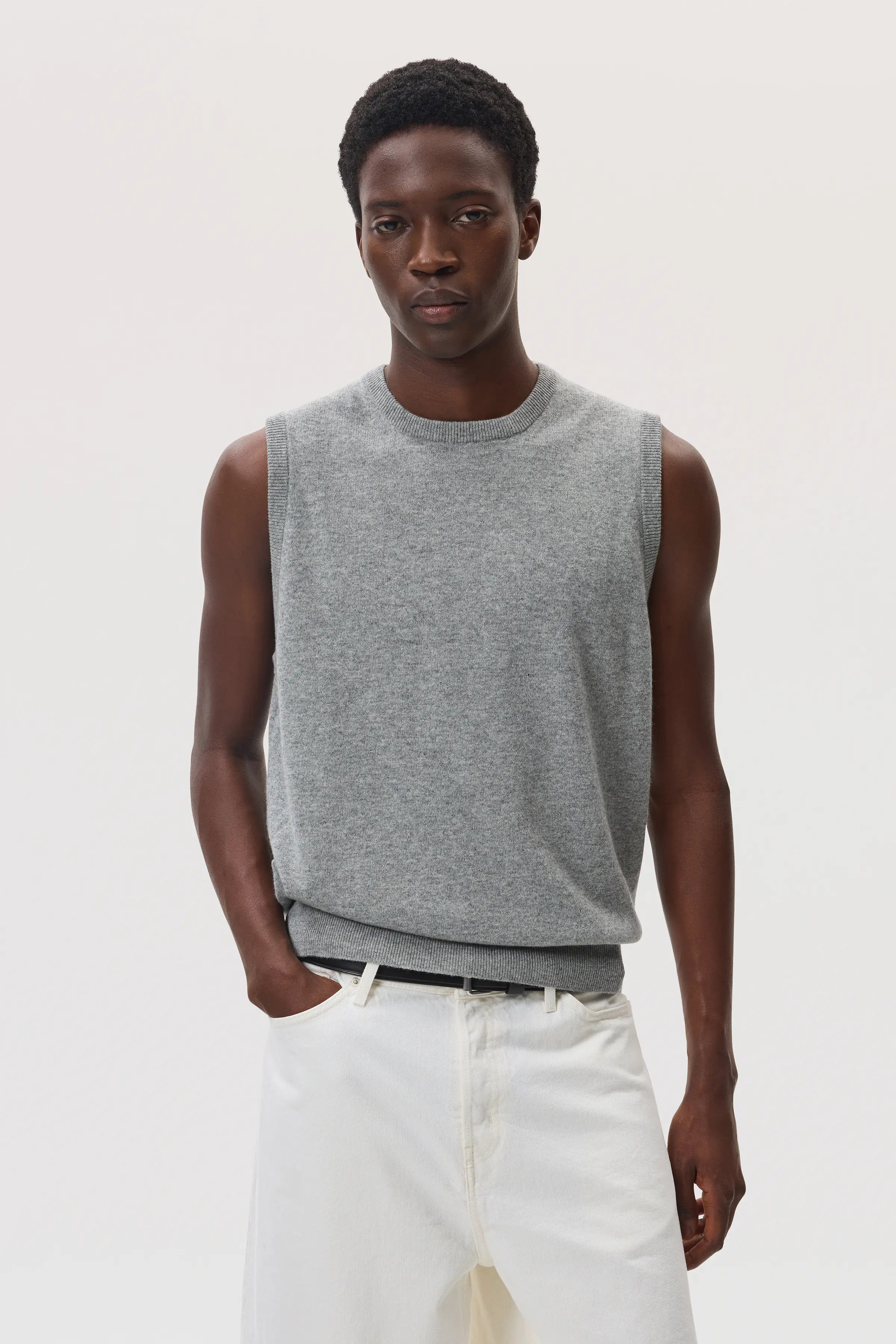 Grey Cashmere Tank - 2