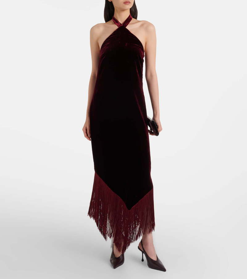 Taller Marmo Nina fringed velvet maxi dress outlook