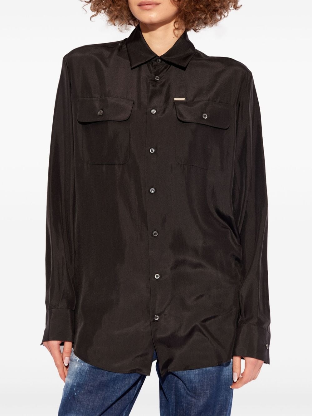 silk button up shirt - 3