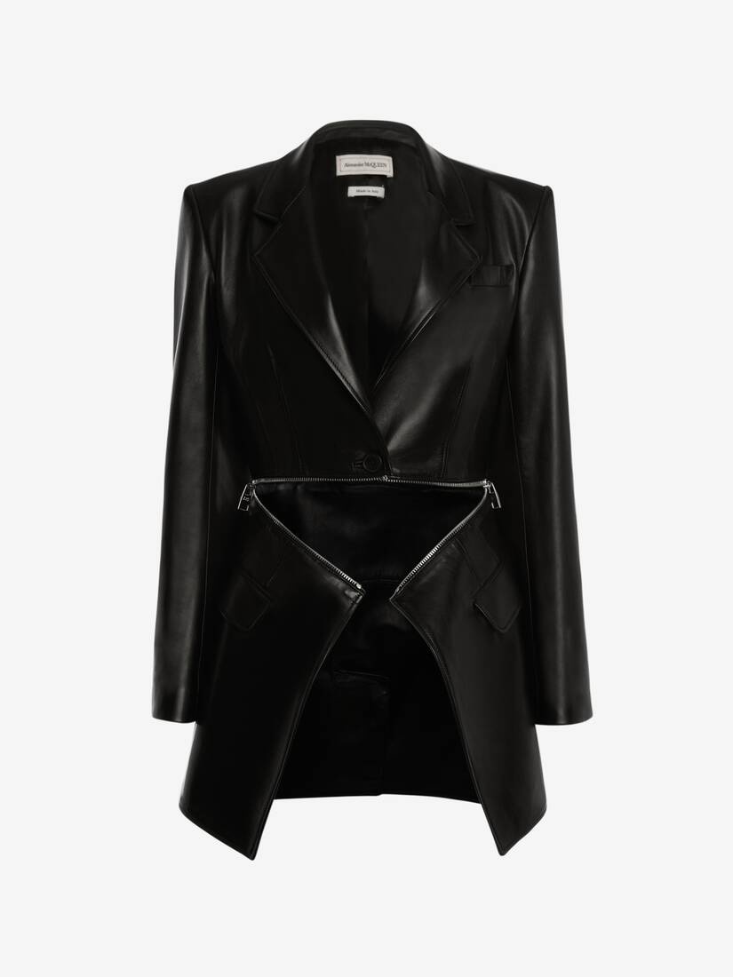 Spliced Leather Jacket in Black - 5