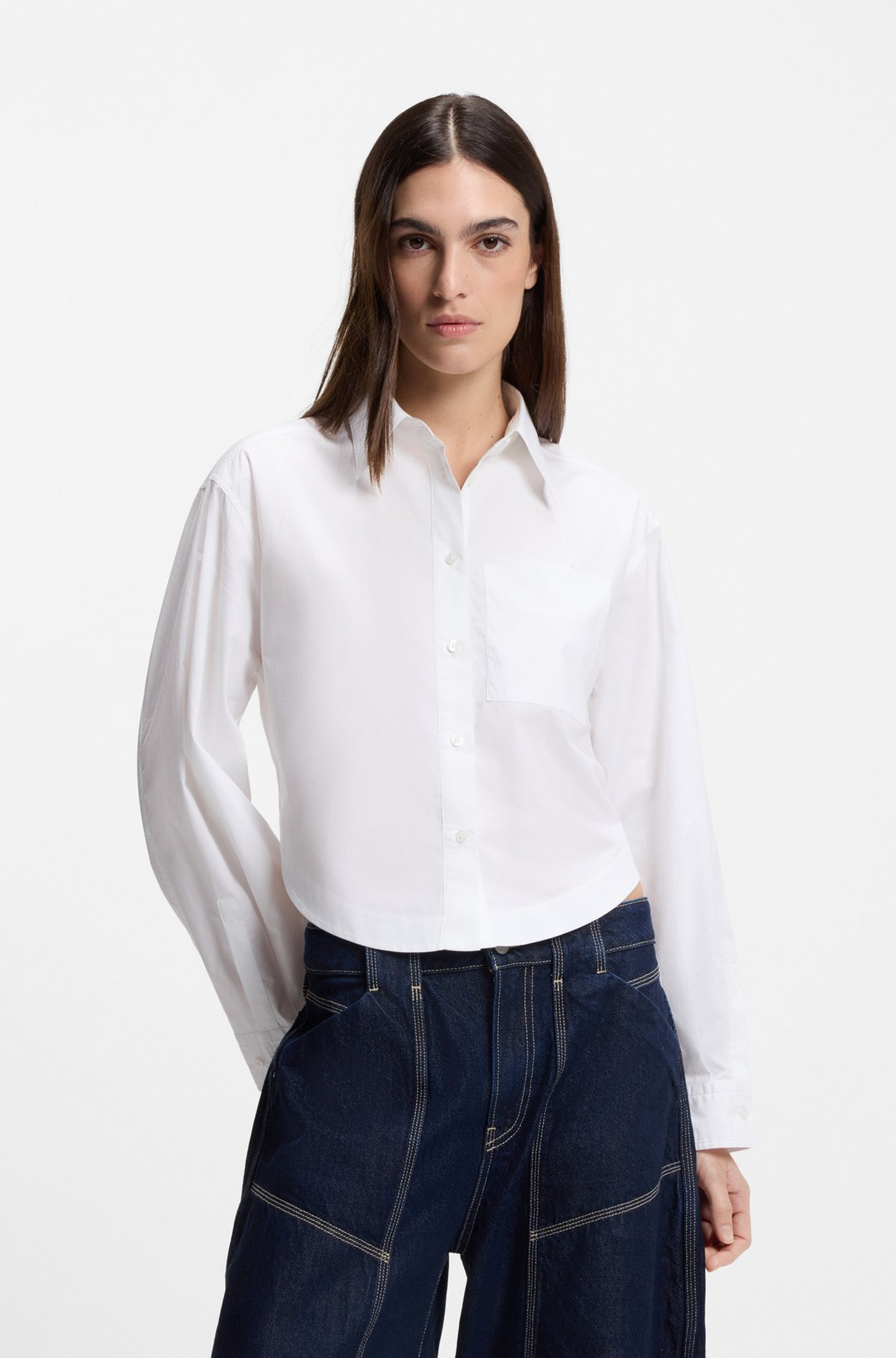 OVERSIZE-FIT CROPPED BLOUSE IN COTTON POPLIN - 2