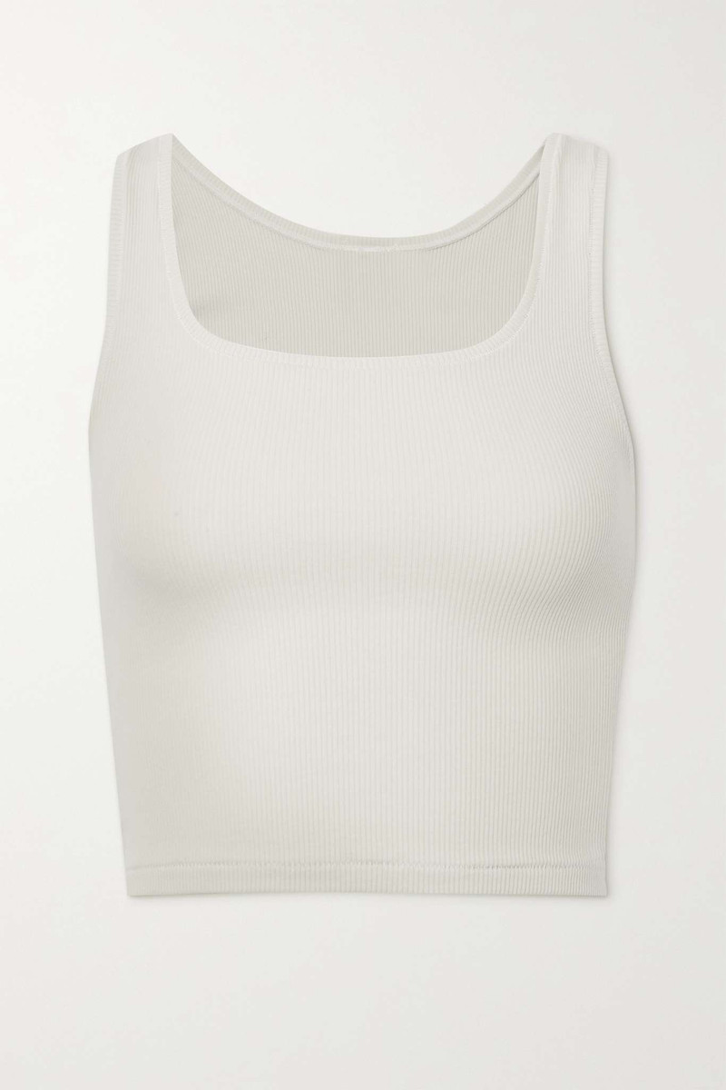 코튼 컬렉션 크래프트 리브 면화 제지 탱크 - Light Heather Grey - 1