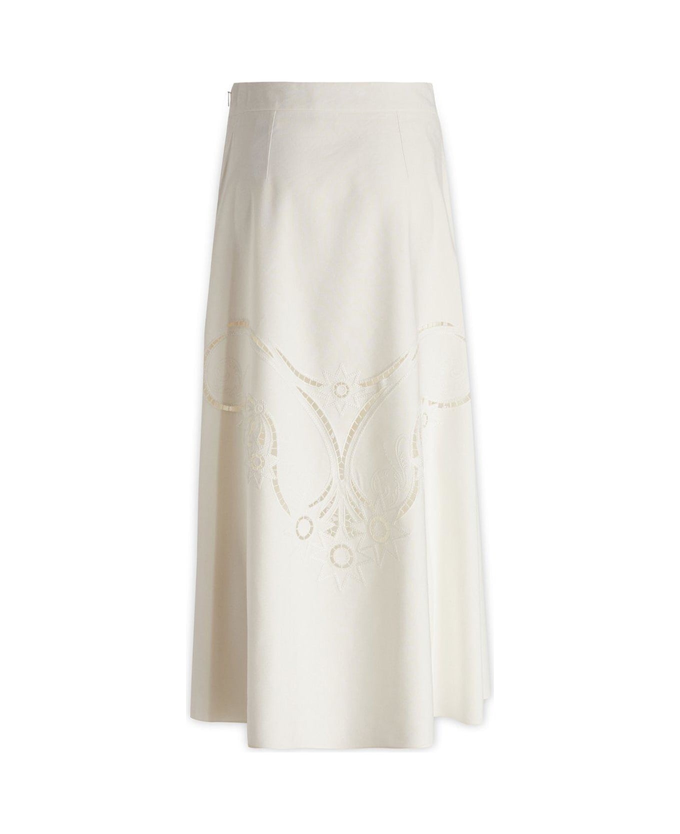 Embroidered High-waisted Midi Skirt - 2