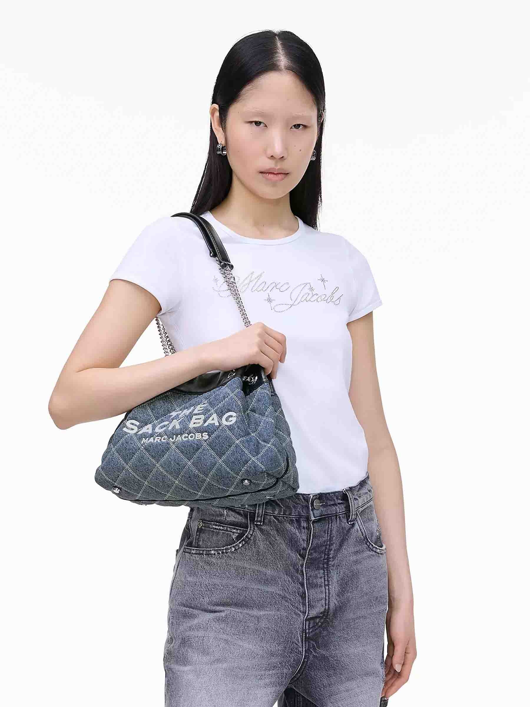 THE QUILTED DENIM LARGE CHAIN SACK BAG TOTE - 2