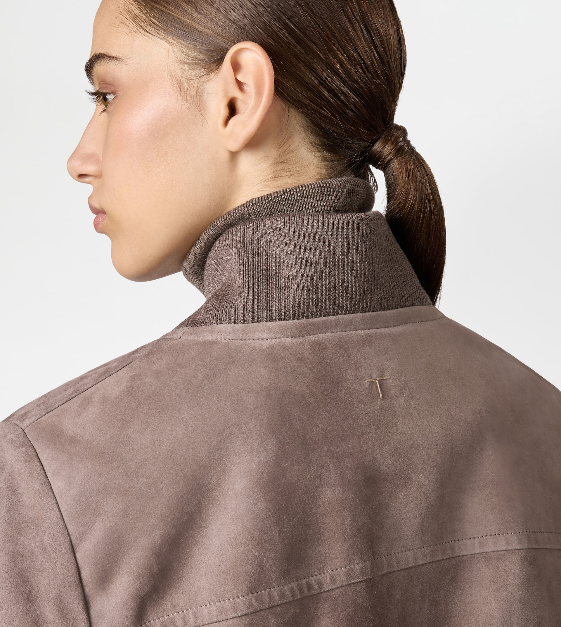 BOMBER JACKET IN PASHMY SUEDE - BROWN - 7