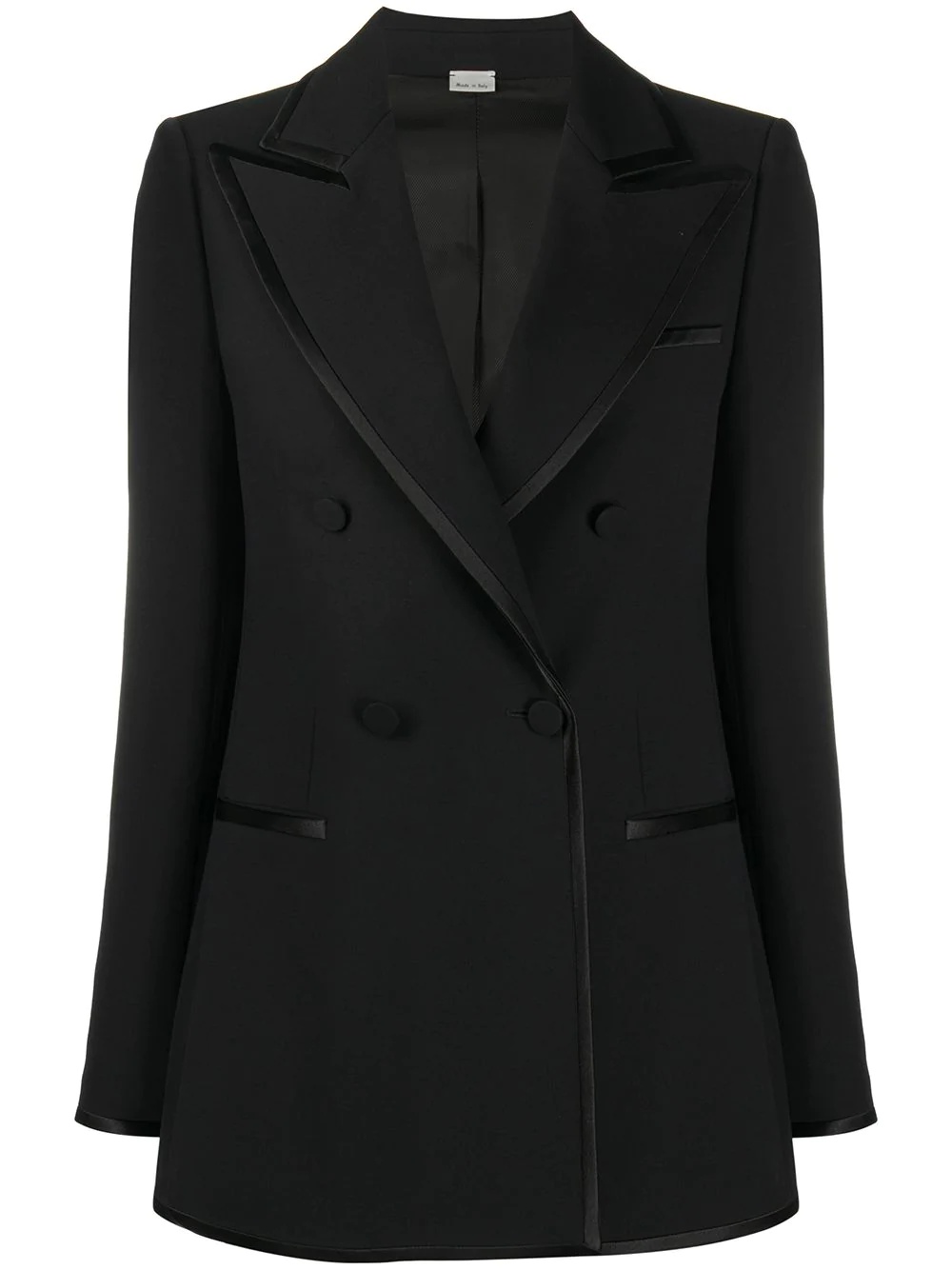 double-breasted contrast-trim blazer - 1