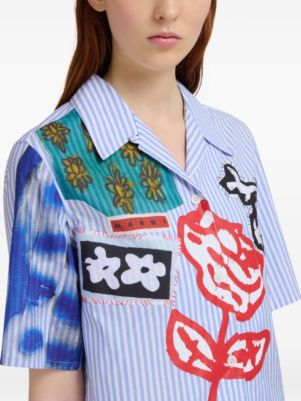 patchwork embroidered short-sleeve shirt - 5