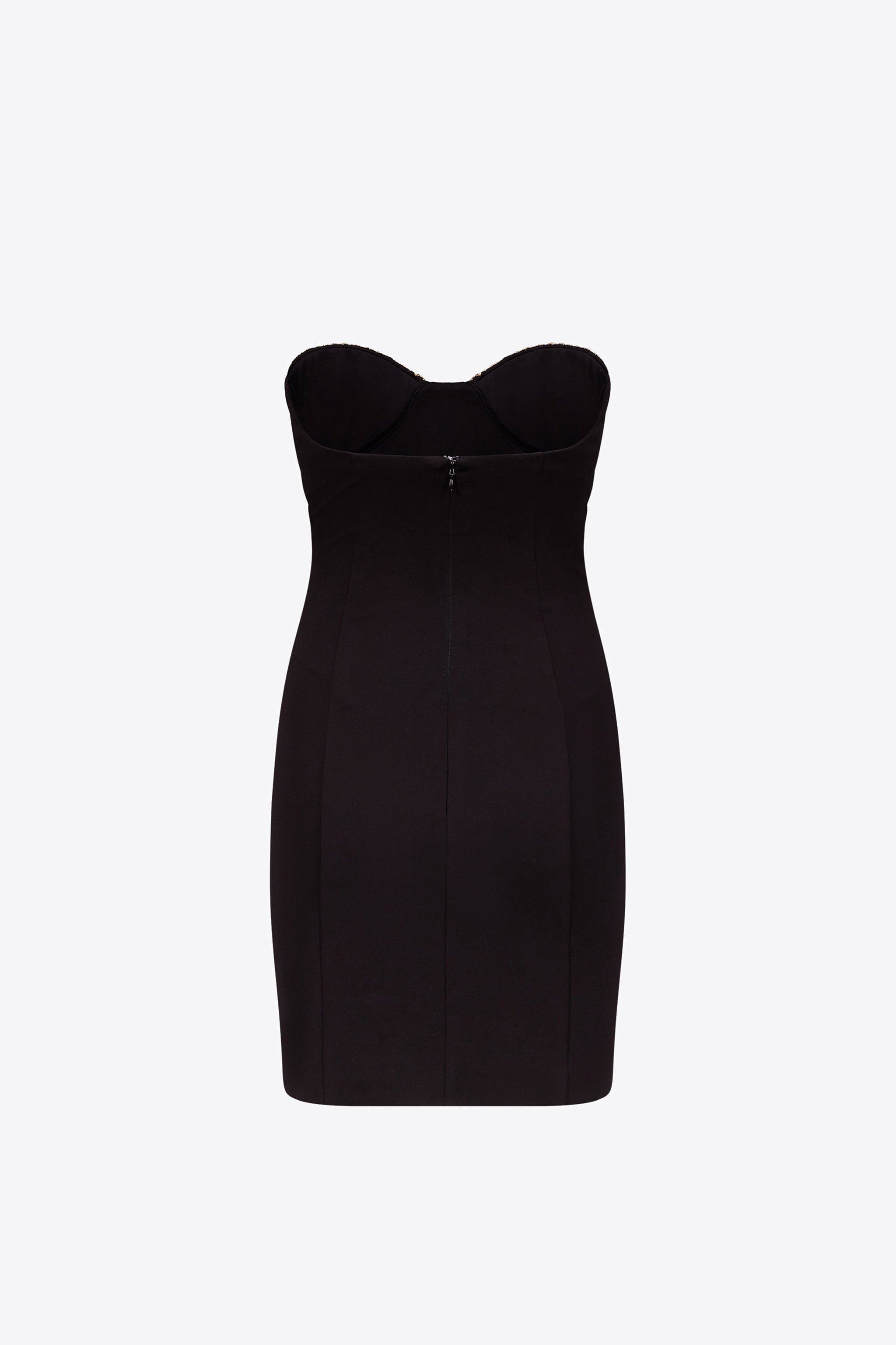 EMBROIDERED CRYSTAL BUTTON CLUSTER DRAPED MINI DRESS - 2