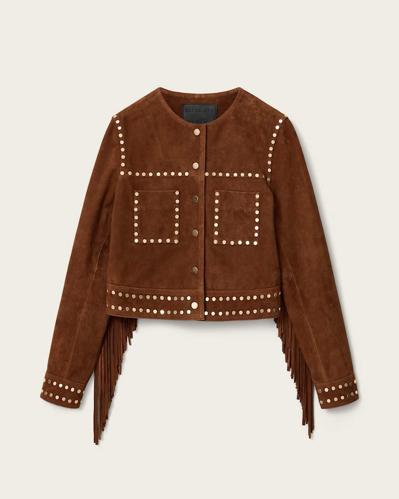 ALICE SUEDE STUDDED CROPPED TRUCKER JACKET 1