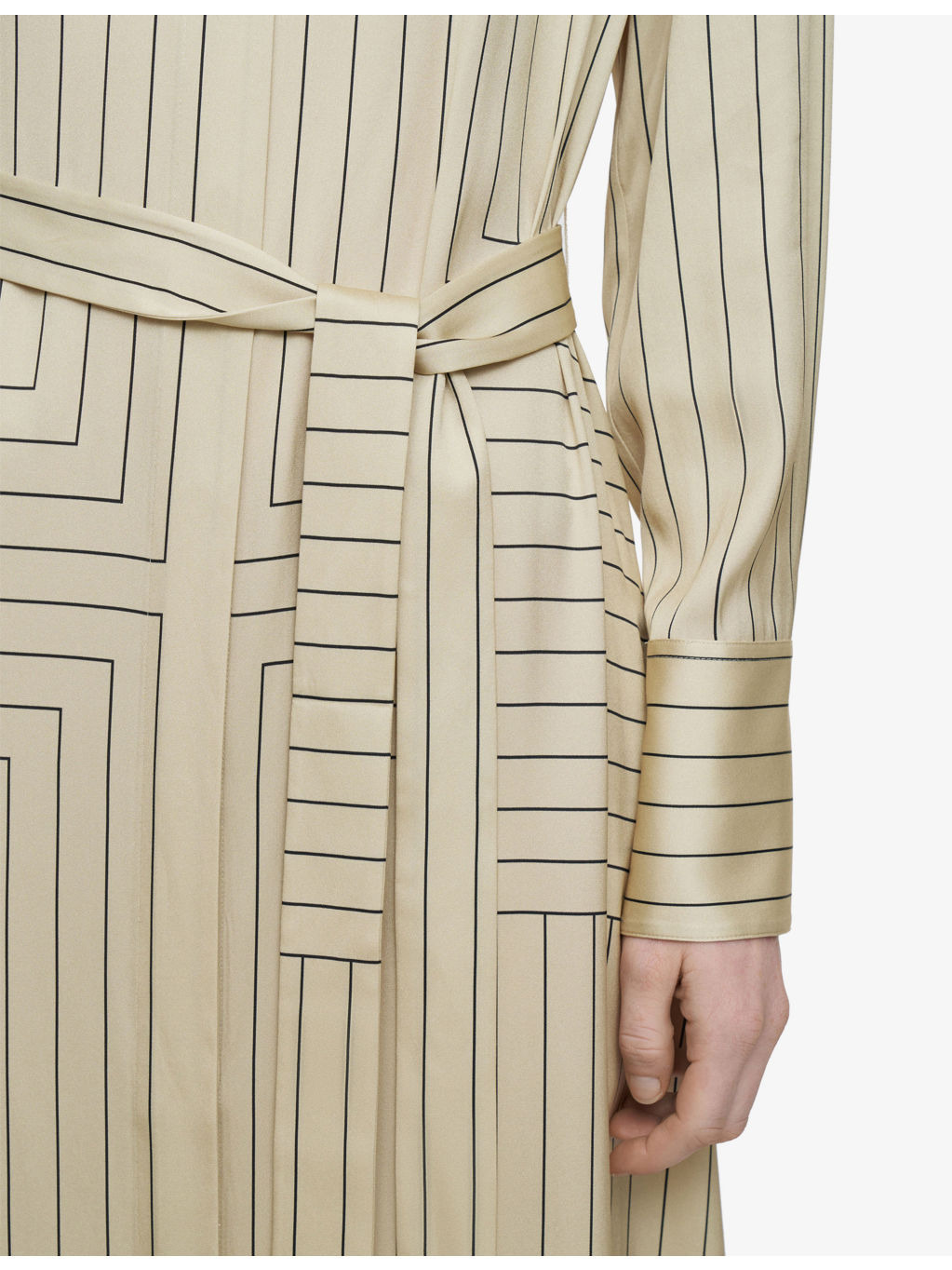Orlana Geometric-Stripe Stretch Silk-Blend Midi Dress - 5