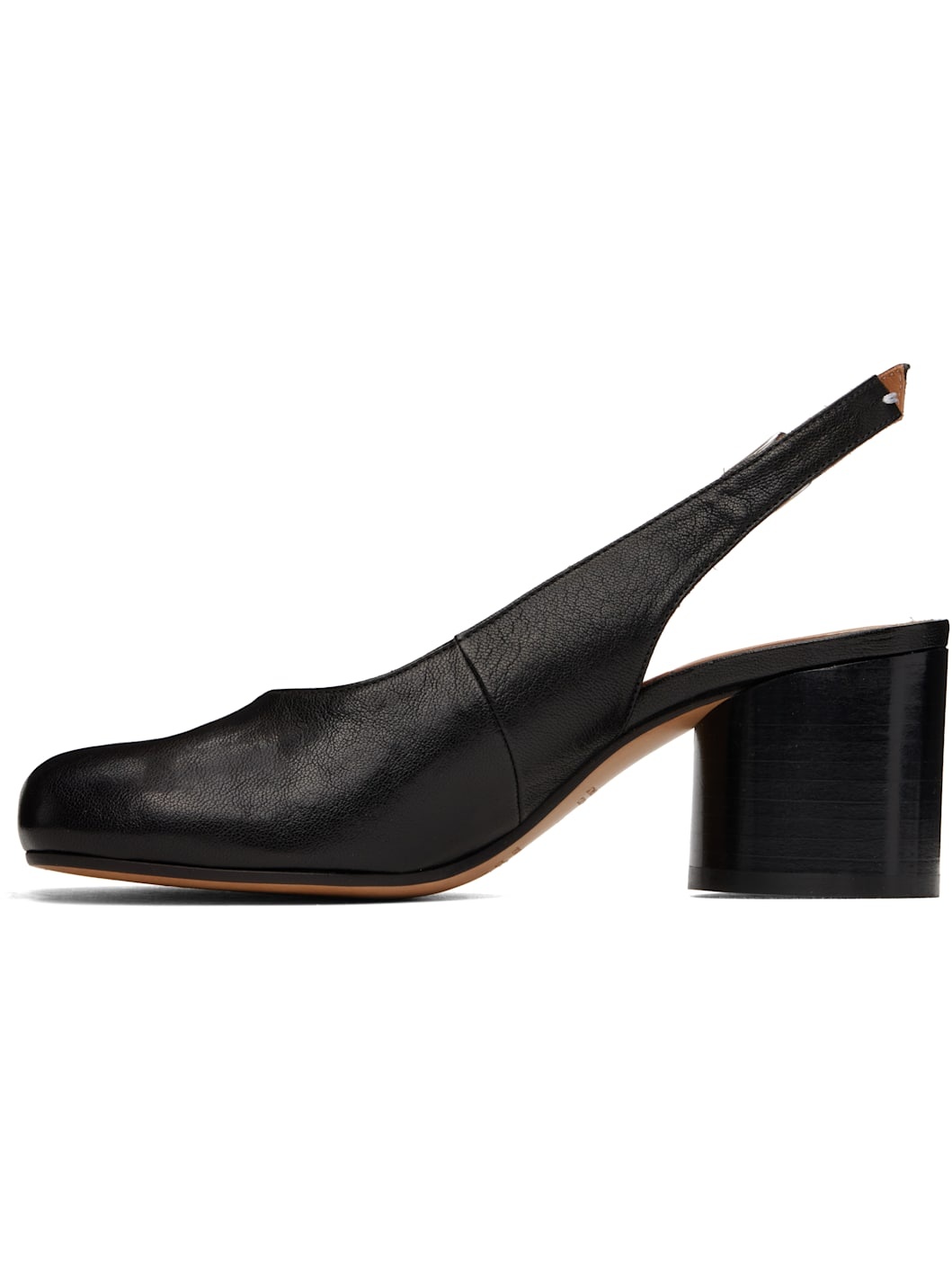 Black Tabi Leather Slingback Heels - 3