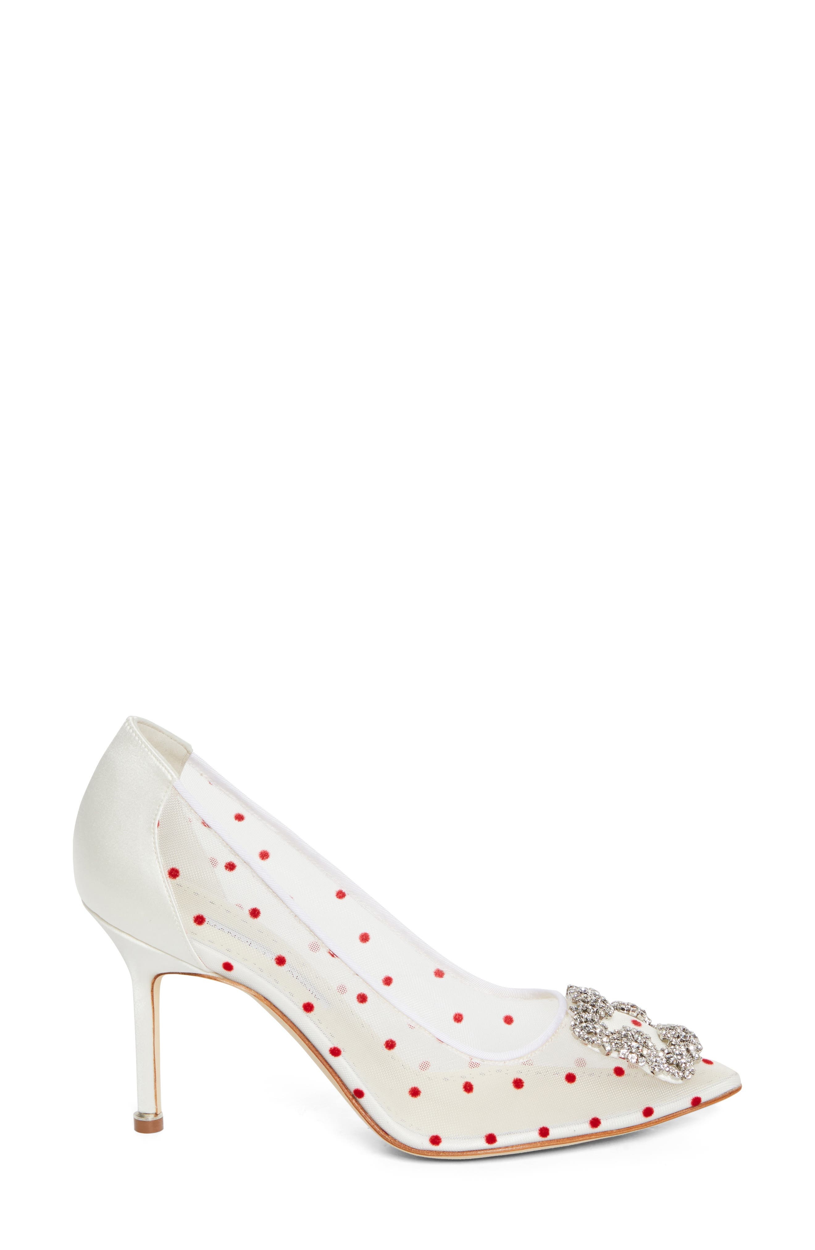 Manolo Blahnik Hangisi Pump in Red/Light Cream at Nordstrom - 3
