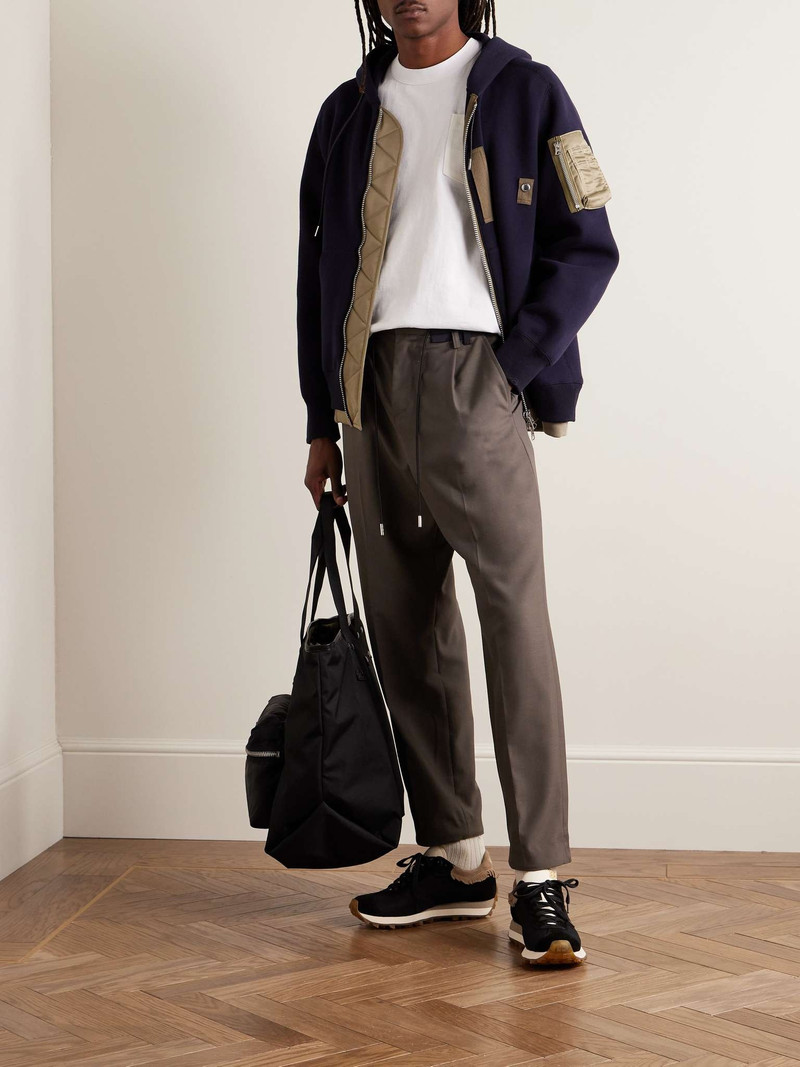 sacai Slim-Leg Pleated Colour-Block Woven Drawstring Trousers outlook