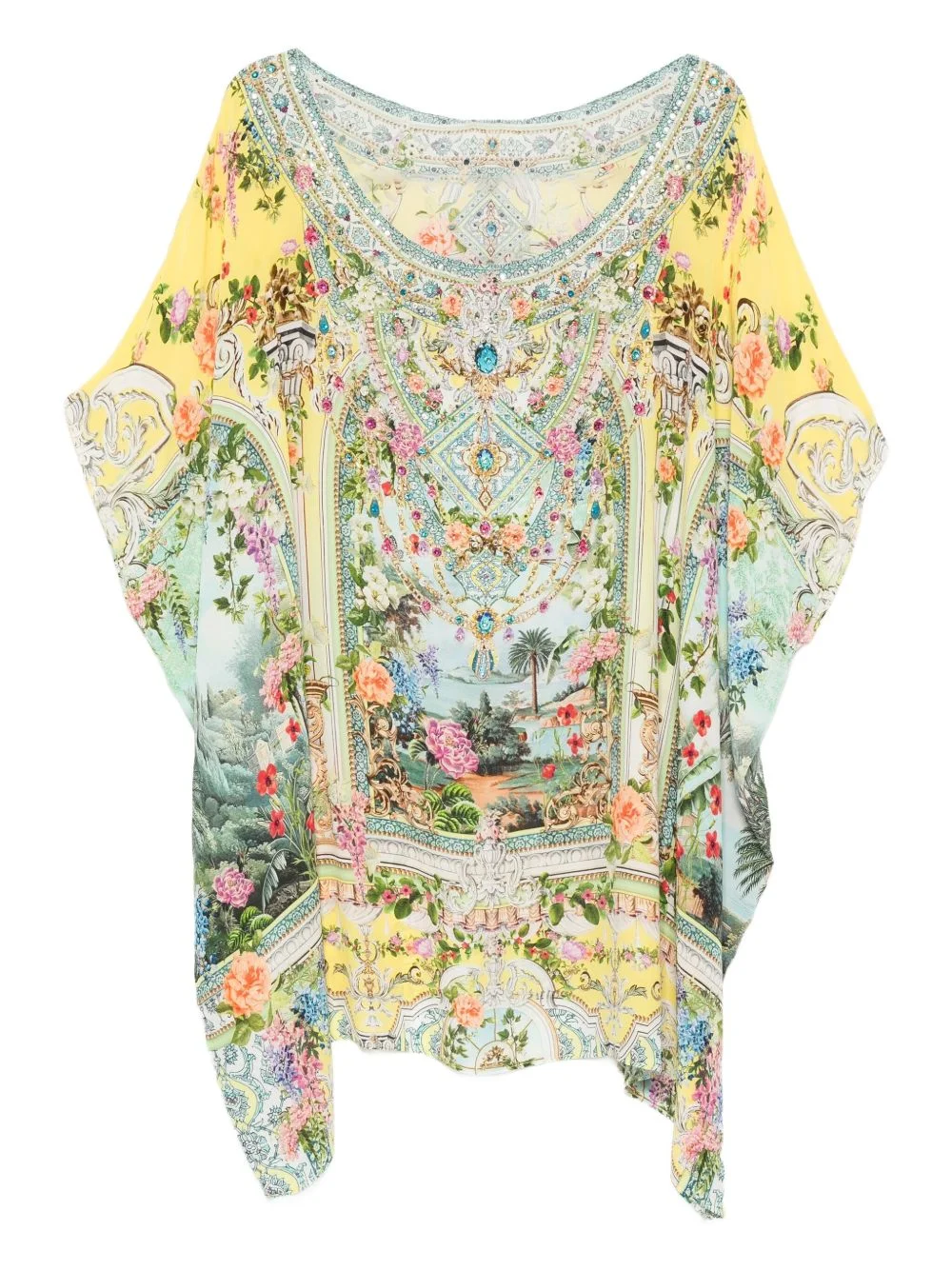 embellished floral-print mini dress - 1