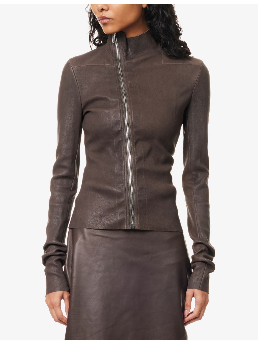 Gary High-Neck Stretch-Leather Blend Jacket - 3