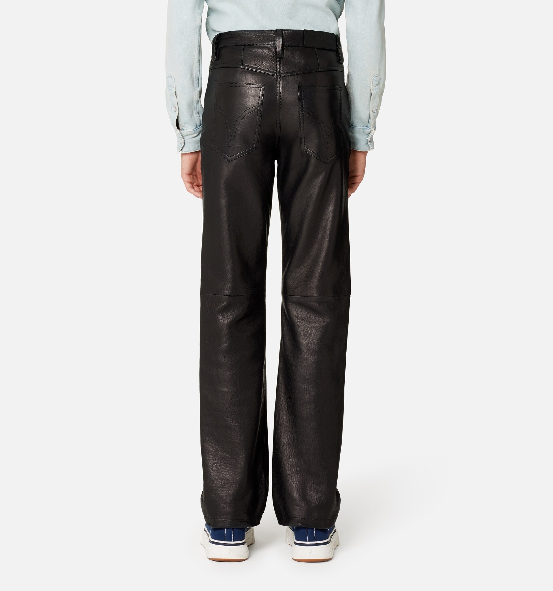 Leather Straight Fit Trousers - 6
