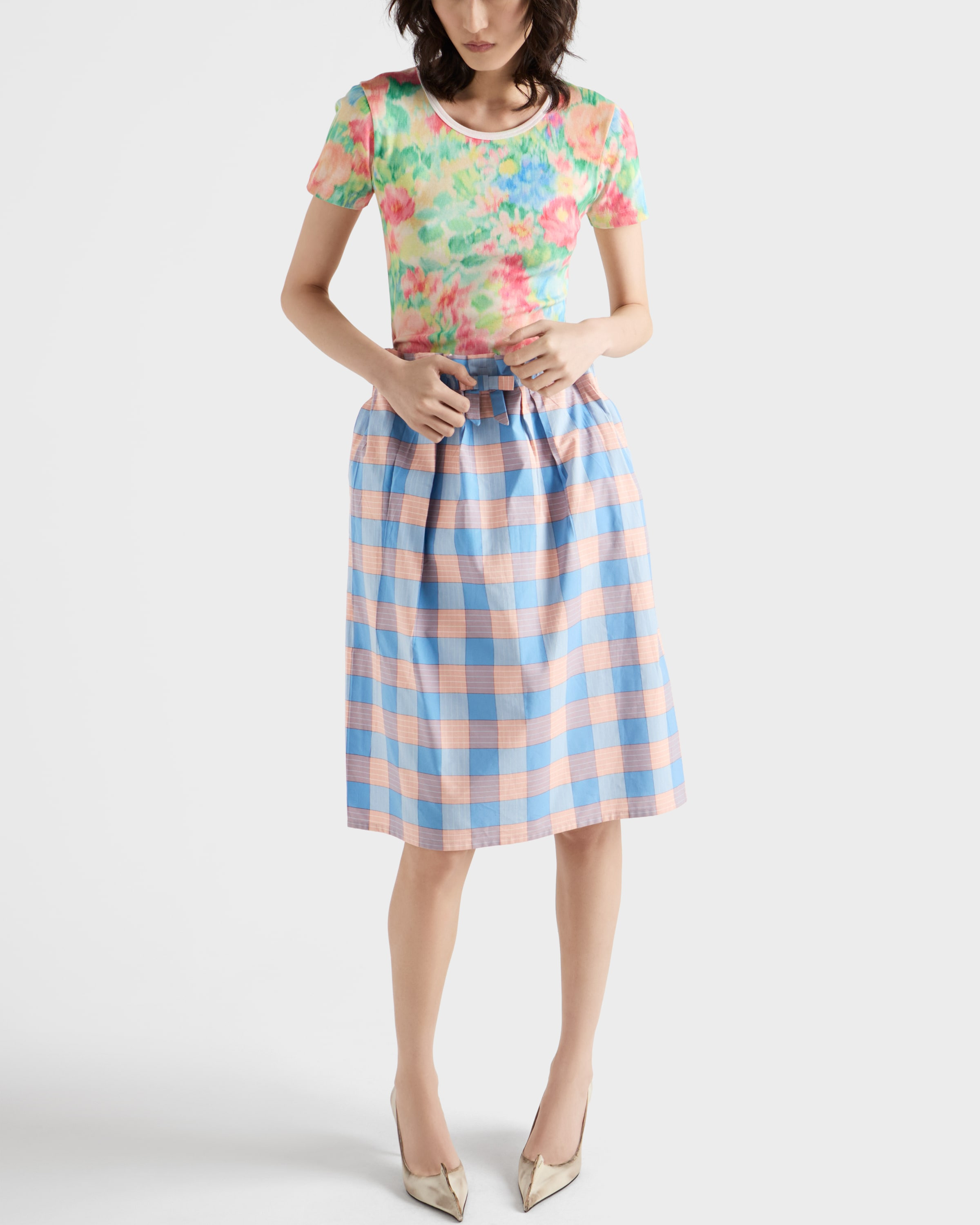 Checked poplin midi-skirt - 4