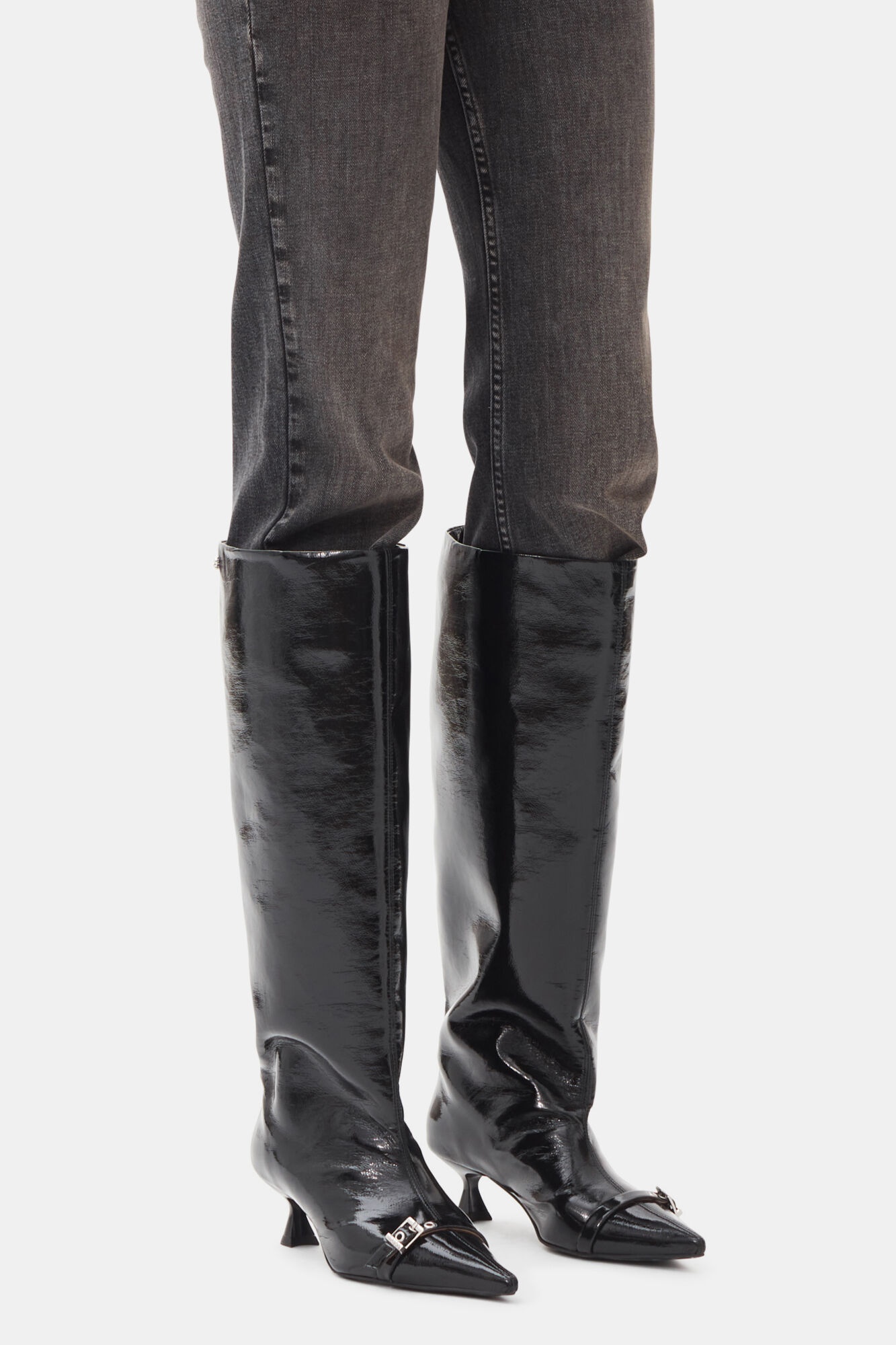 BLACK EYELETS SLOUCHY HIGH SHAFT BOOTS - 4