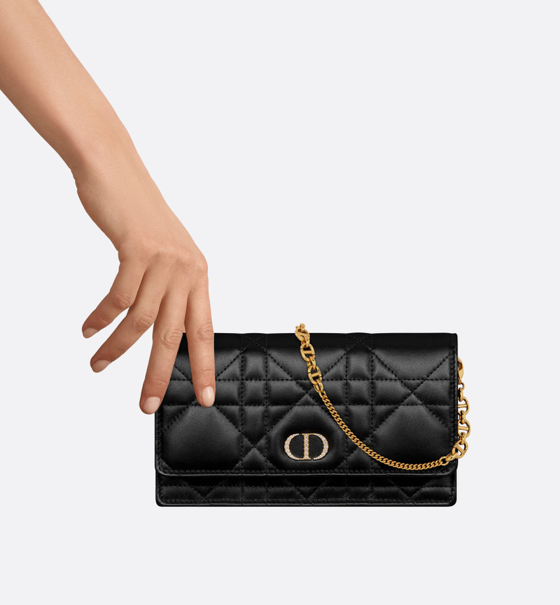 Dior Caro Pouch with Chain and Crystals 6