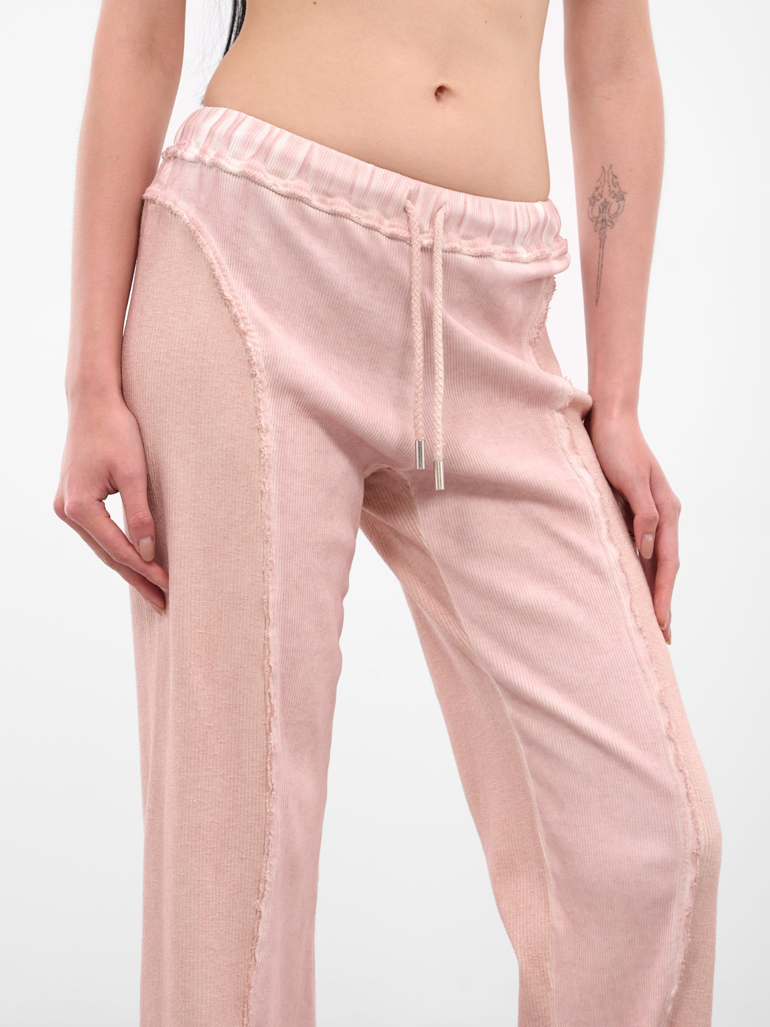 Pink Rib-Knit Paneled Trackpants - 4