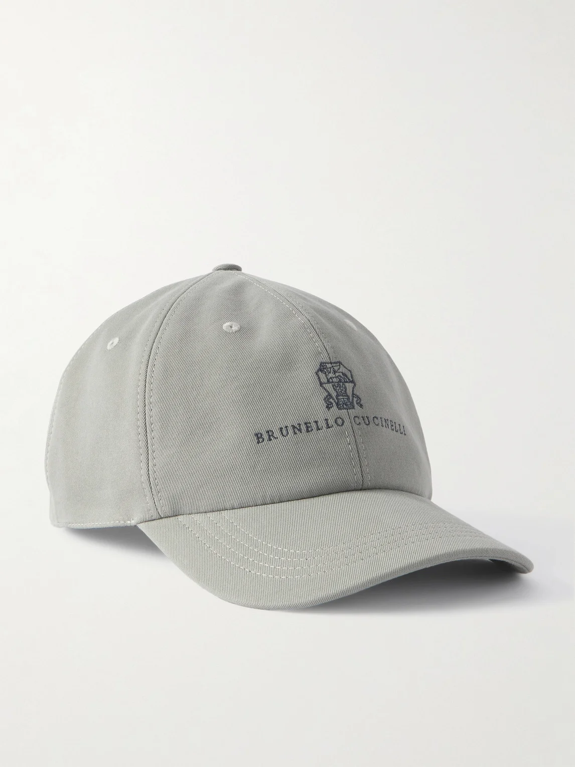 Logo-Embroidered Leather-Trimmed Cotton-Twill Baseball Cap - 1
