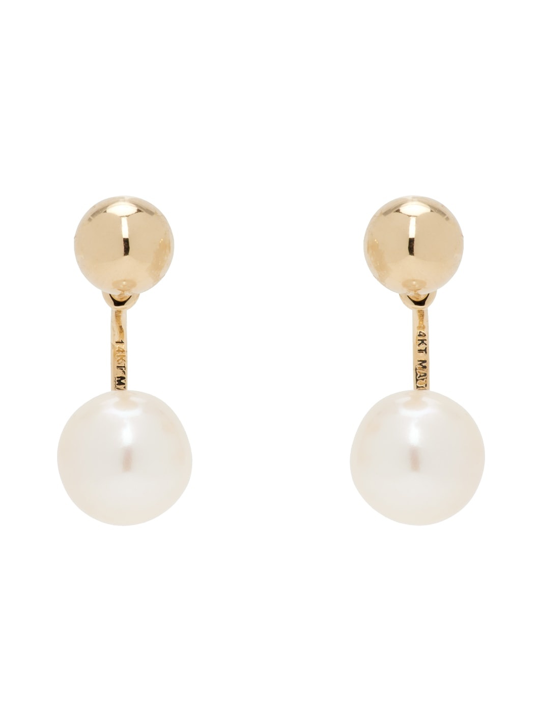 Gold Ball Pearl Drop Earrings - 1