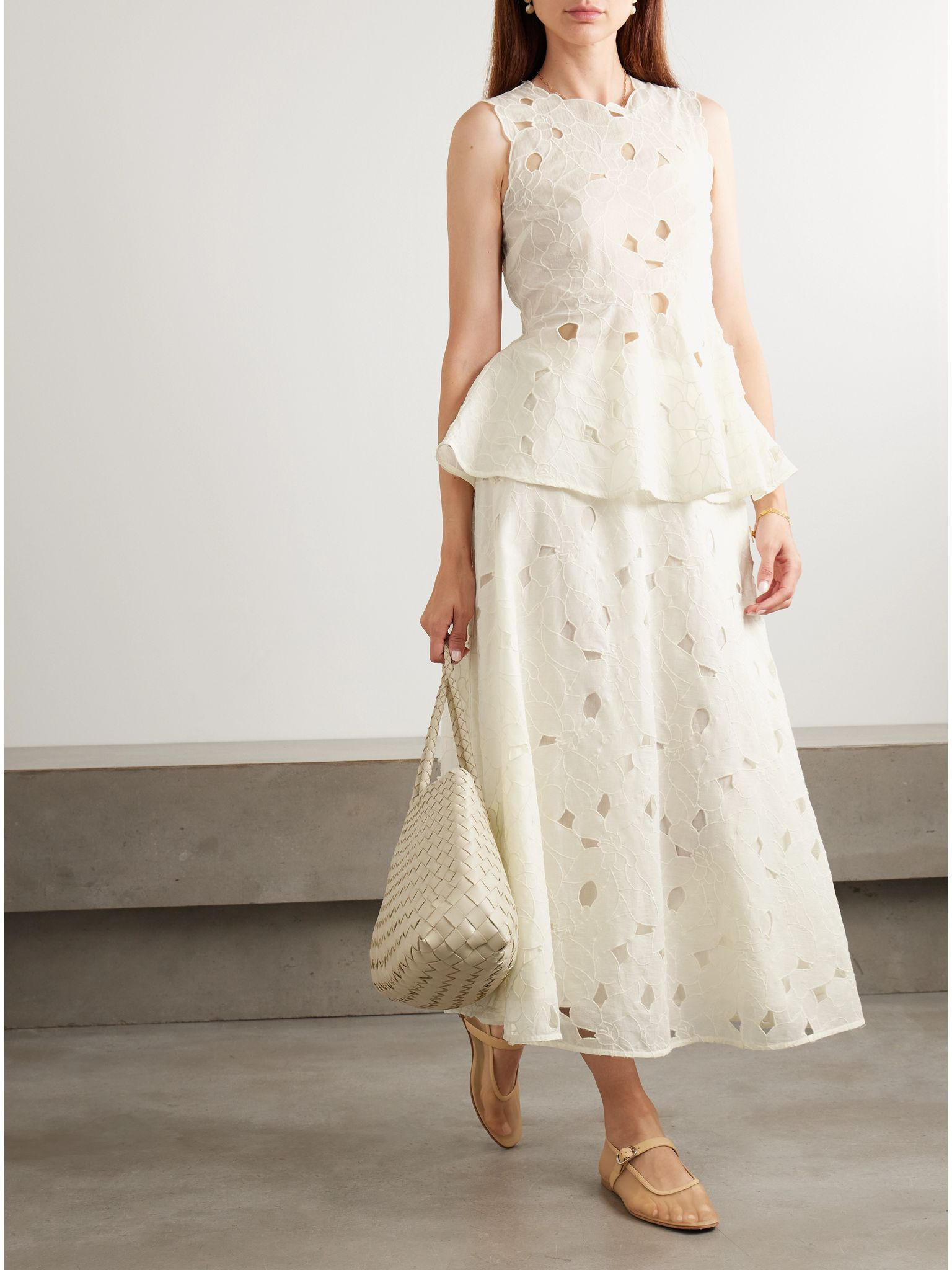 Ali cutout embroidered cotton-voile top Off-white - 2