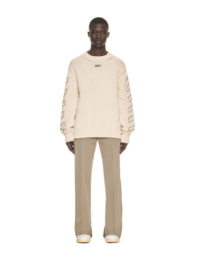 Off-White Stitch Arr Diags Knit Crewne Beige Blac outlook