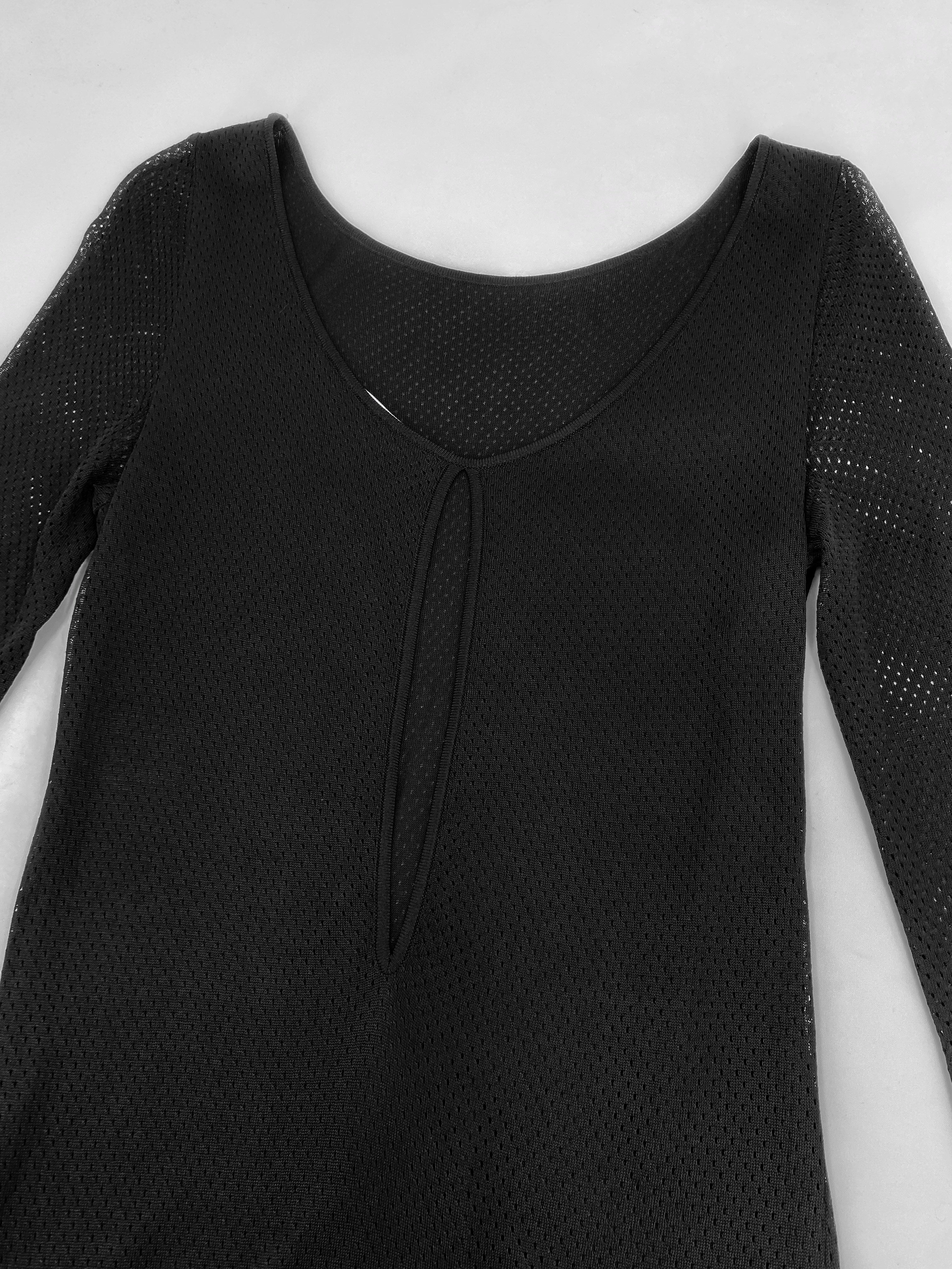 Gucci Spring 2000 Tom Ford Black Cut-Out Jersey Mesh Dress L - 13