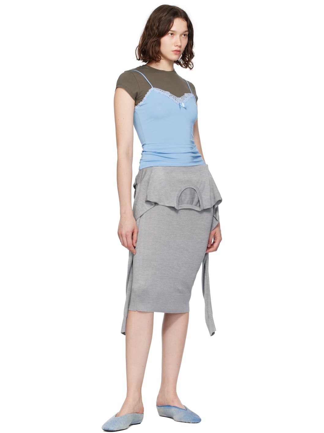 Gray & Blue Layered Strap T-shirt - 4