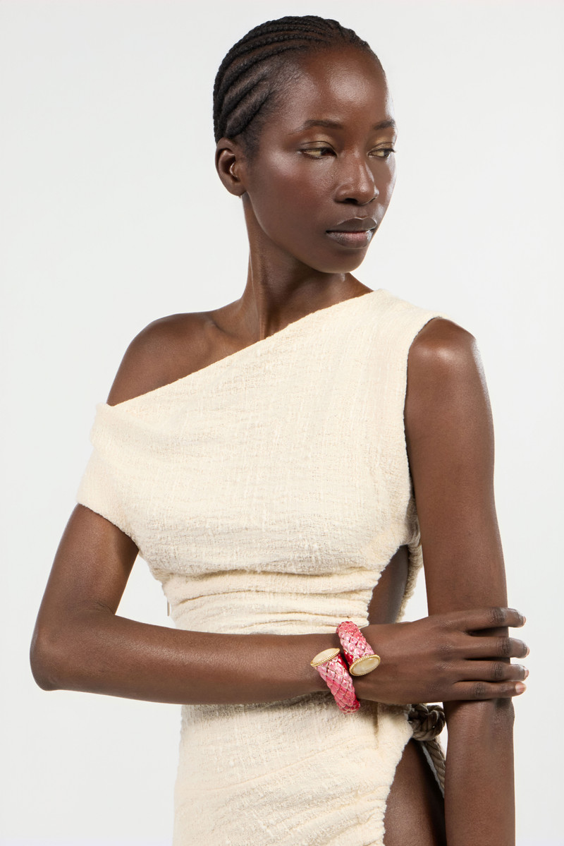Roberto Cavalli Pink Enameled Scales Wrap Bracelet outlook