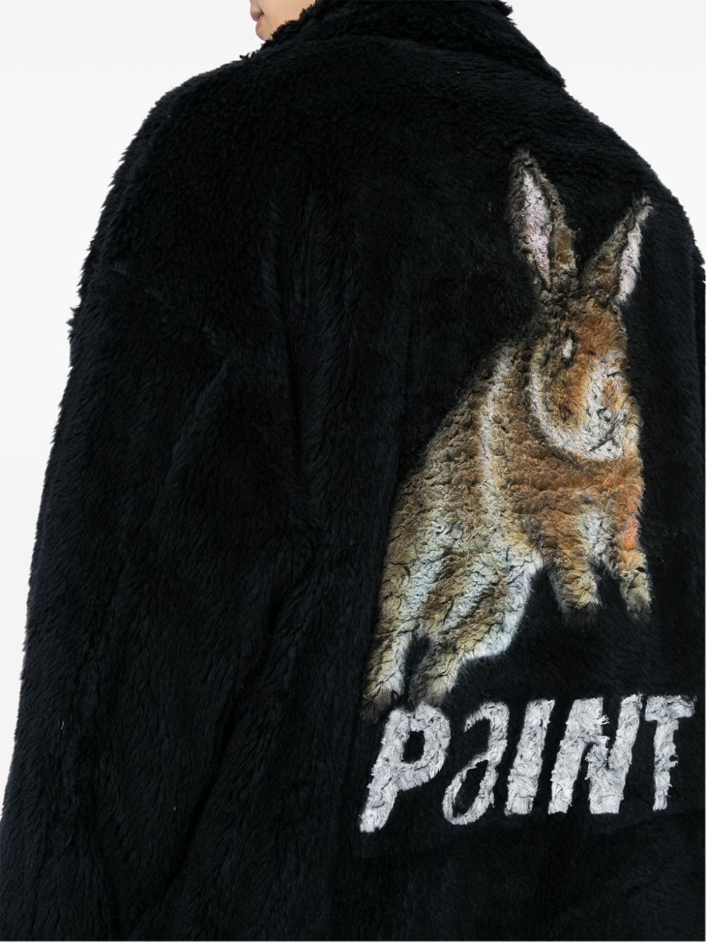 hand-painted faux-fur jacket - 5