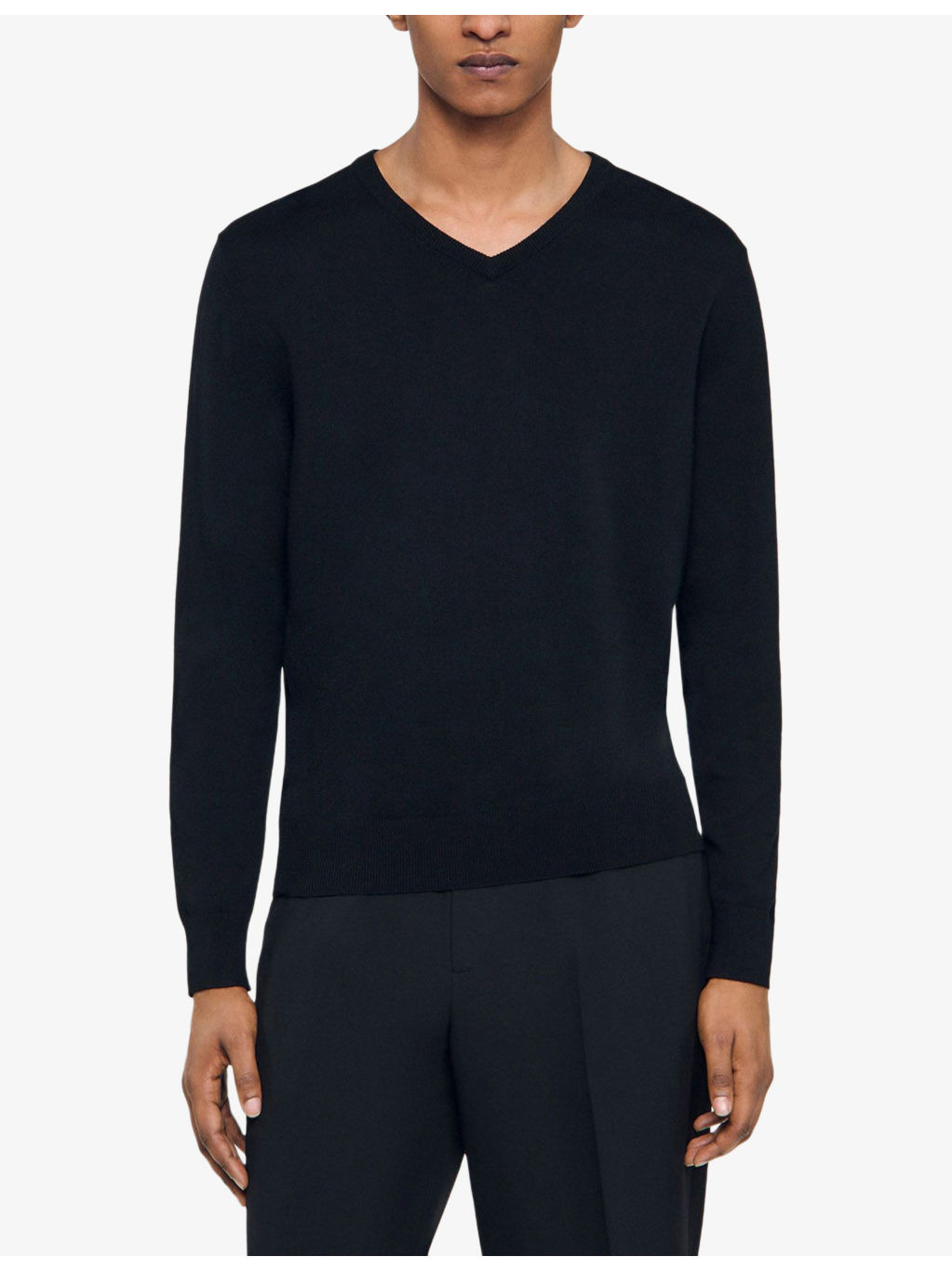 V-Neck Long-Sleeve Fine Wool Jumper - 3