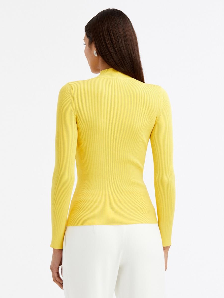LONG SLEEVE MOCK NECK RIBBED PULLOVER - 3