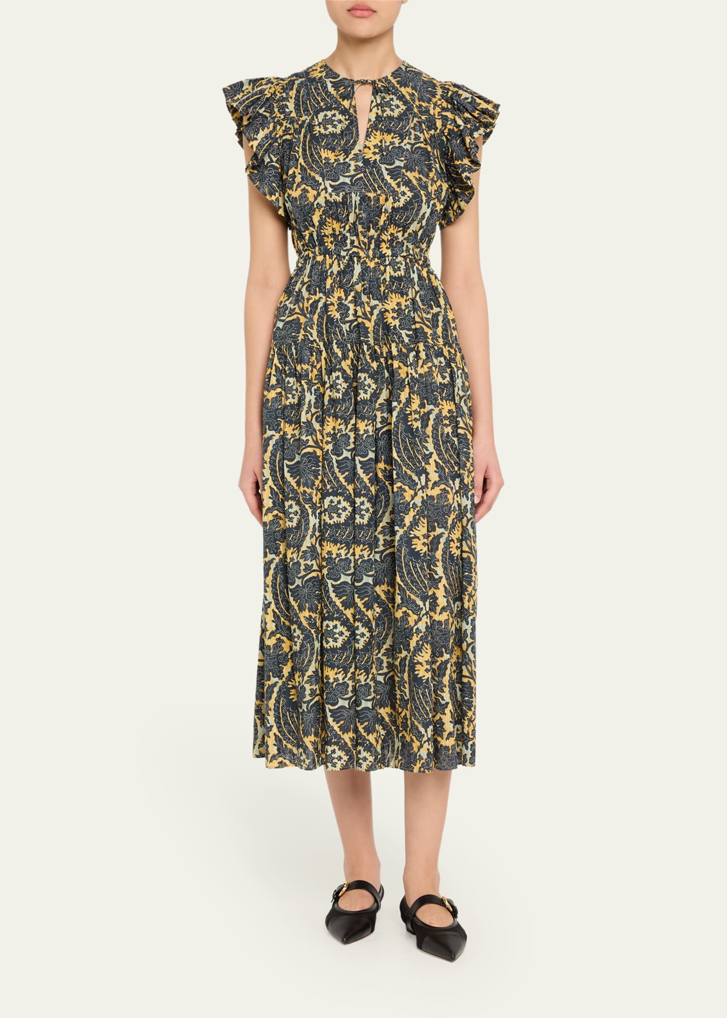 Kairi Flutter-Sleeve Midi Dress - 2