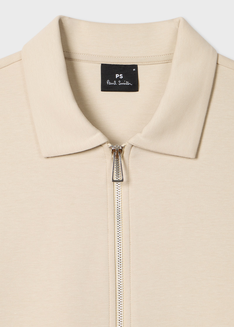 Paul Smith Ecru Double-Face Jersey Zip-Front Sweatshirt outlook