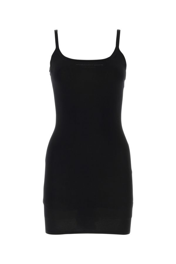 Black stretch viscose blend mini dress - 1