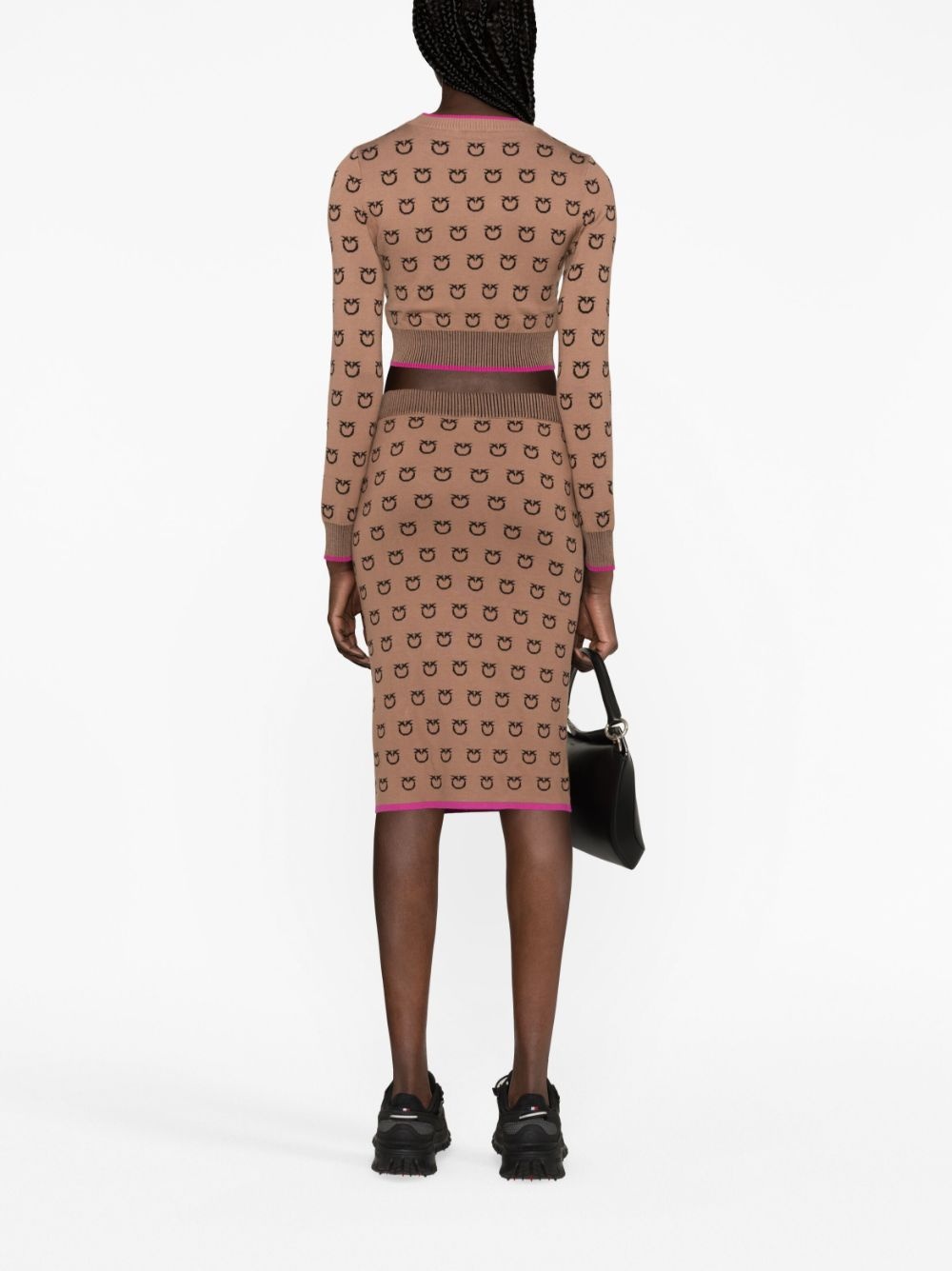 logo-print knitted fitted skirt - 4