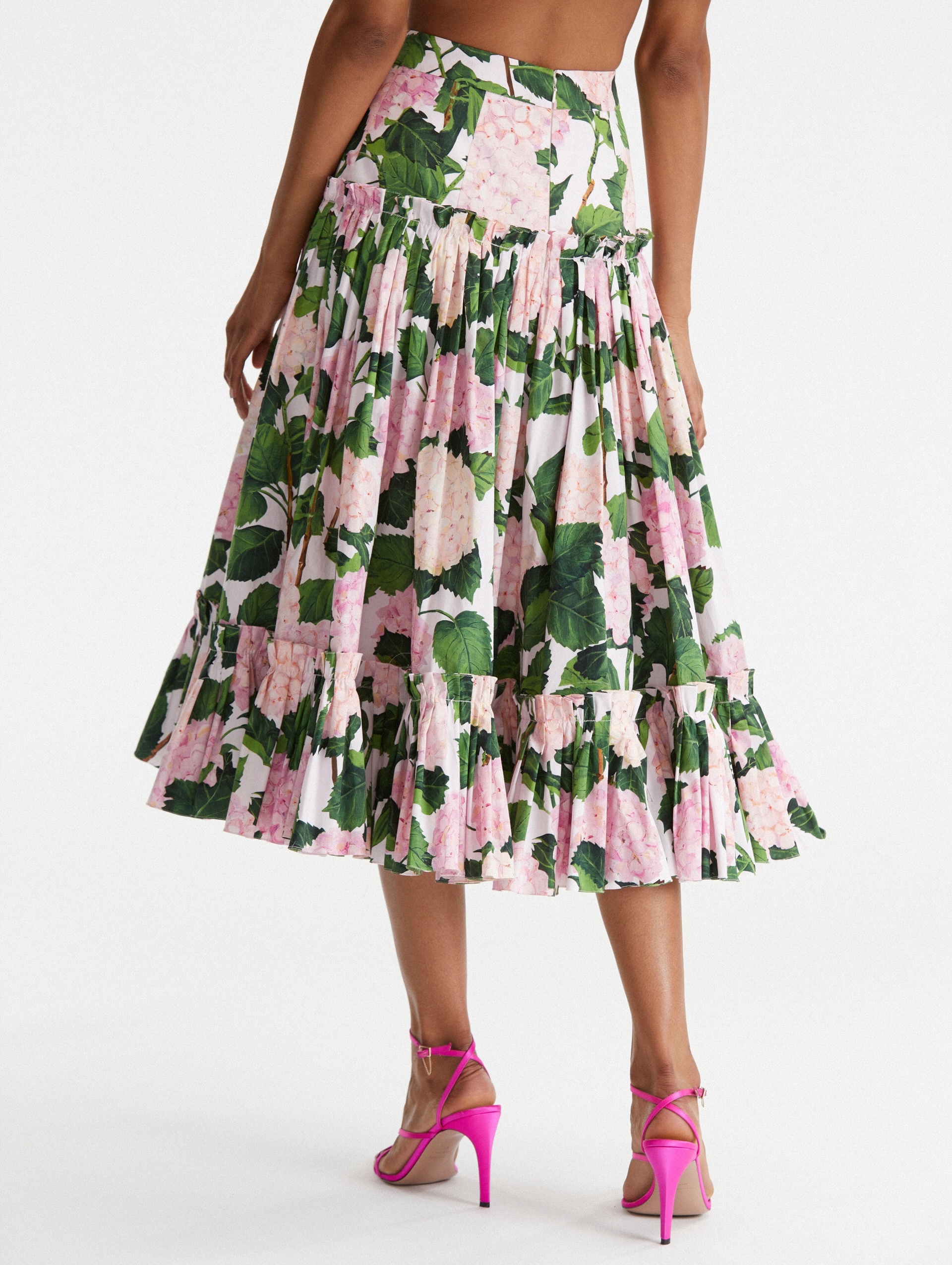 RUFFLE DETAIL HYDRANGEA MIDI SKIRT - 3