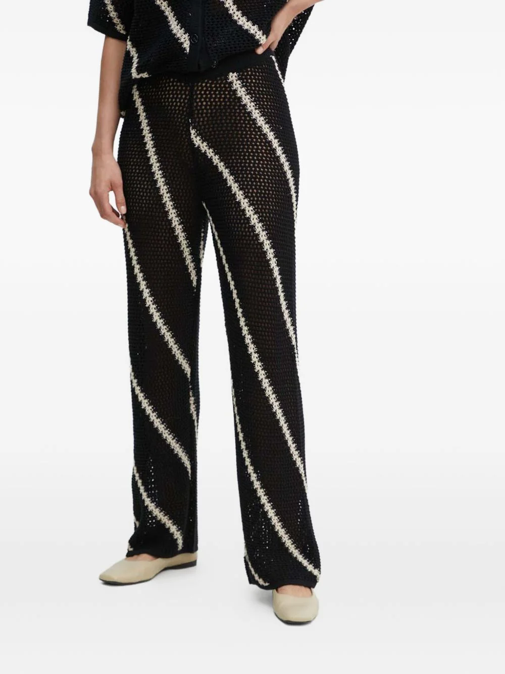 striped knitted trousers - 1