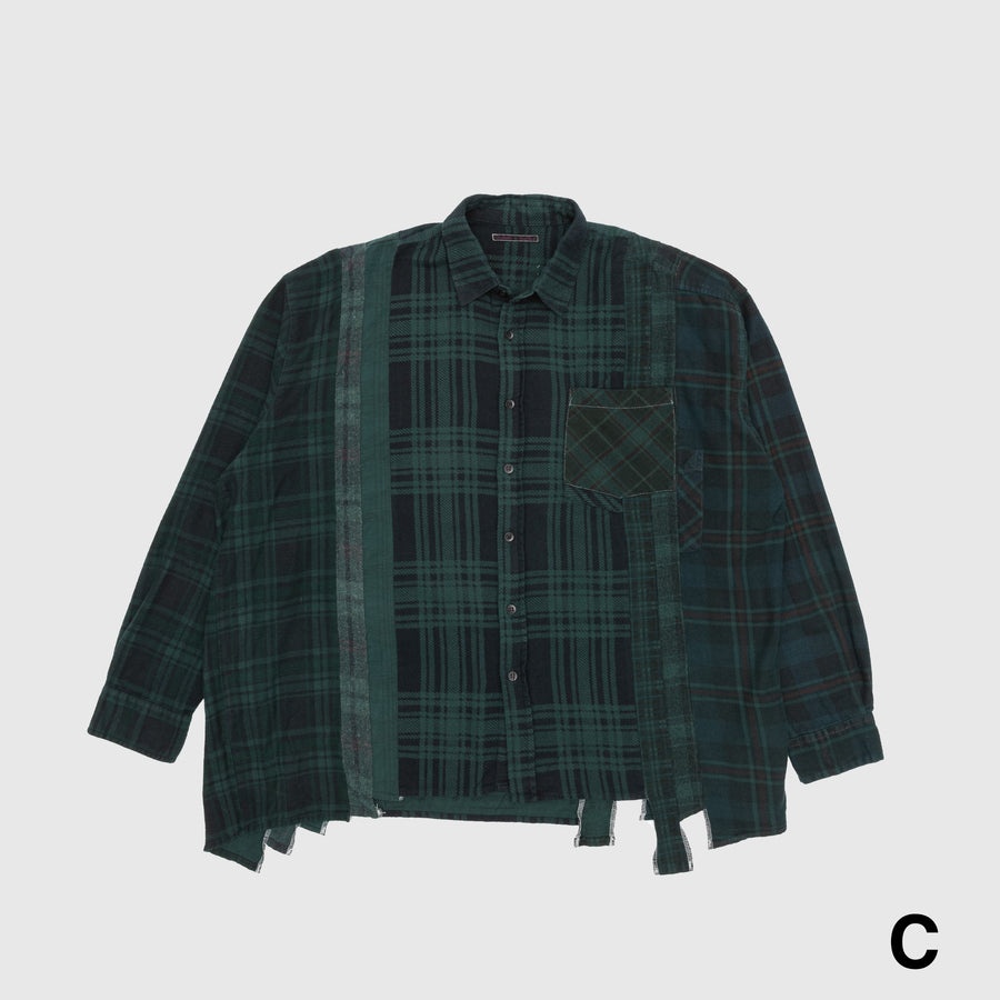 REBUILD BY NEEDLES 7 CUTS OVER DYE WIDE FLANNEL SHIRT - 8