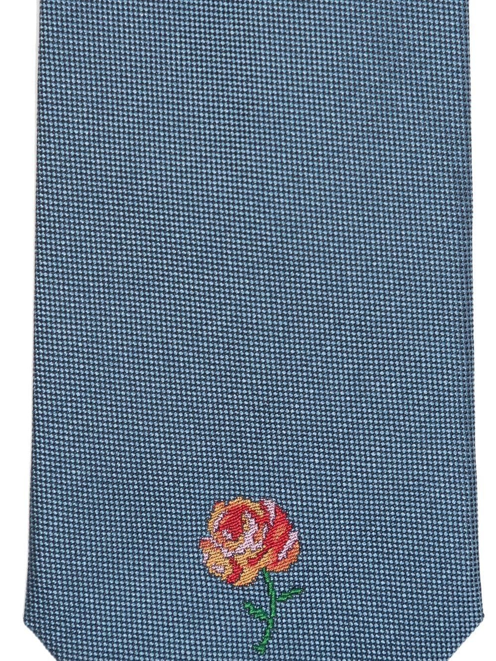 silk embroidered-motif tie - 2