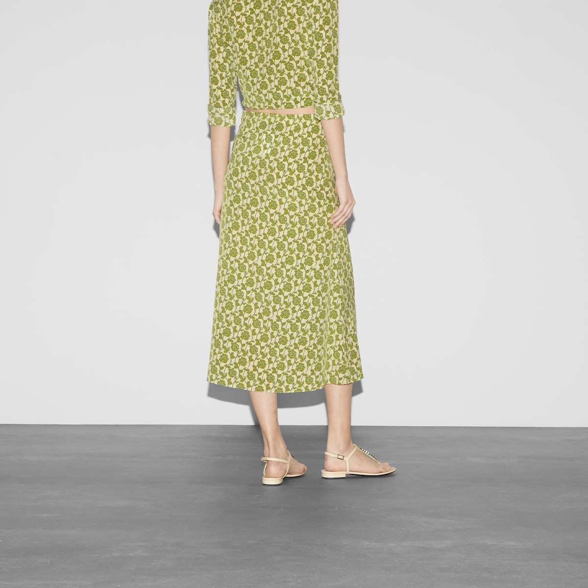 Floral print silk crêpe de chine skirt - 4